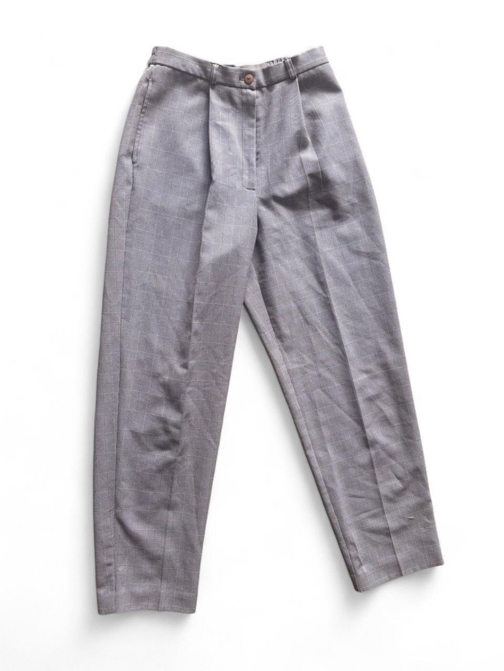 Requirements Women's Gray Windowpane Pleated Dress Pants